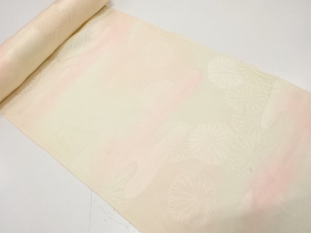 アンティーク　ヱ霞に菊模様織り出し　長襦袢地反物